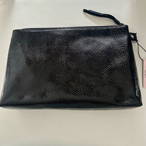 Victoria Secret black patten cosmetic bag with bird and bee decal. - Picture 5 of 6